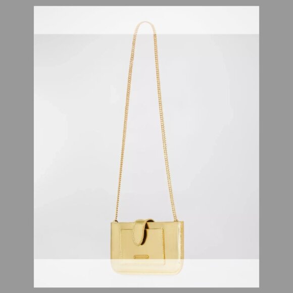 Rebecca Minkoff NWT Phone Metallic Faux-Leather Chain Crossbody Bag - Picture 2 of 4